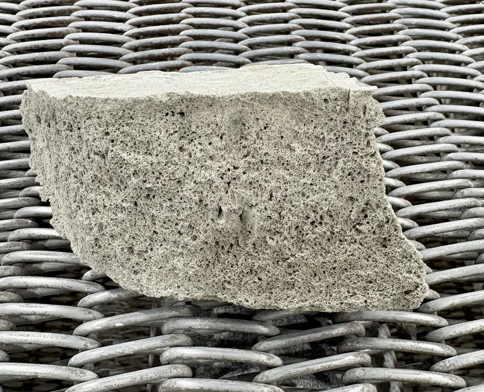 Close-up of the porous internal structure of an ACE foam glass sample